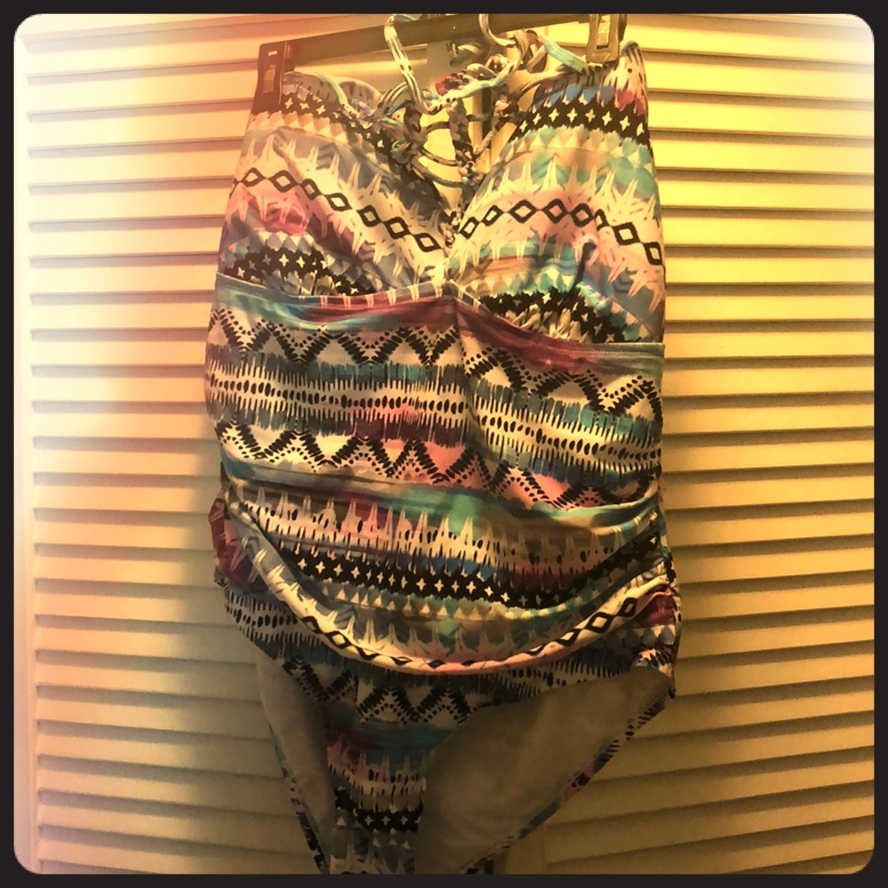 Tribal print one piece bathing suit